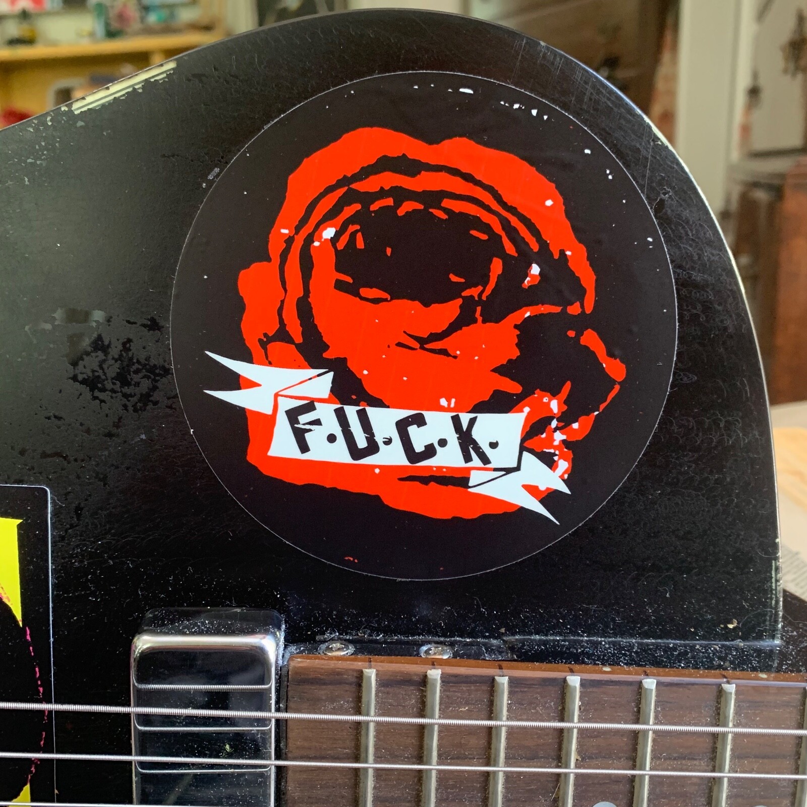 Fuck/Rose sticker 4in X 4in Original Art on a indoor/outdoor deluxe round stick