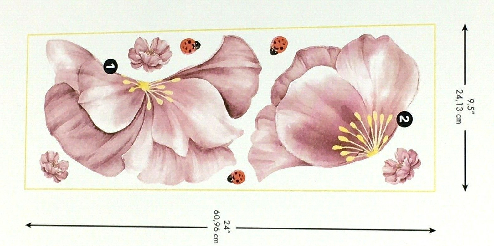 RoomMates Pink Peony Floral Mirror Peel & Stick 8 Wall Decals 13" x 14.3"