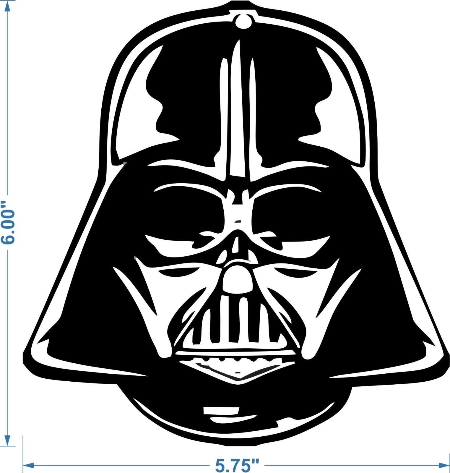 Darth Vader Face – Vinyl Wall Decal 6 X 5.75 Inches (Waterproof) Matte or Glossy