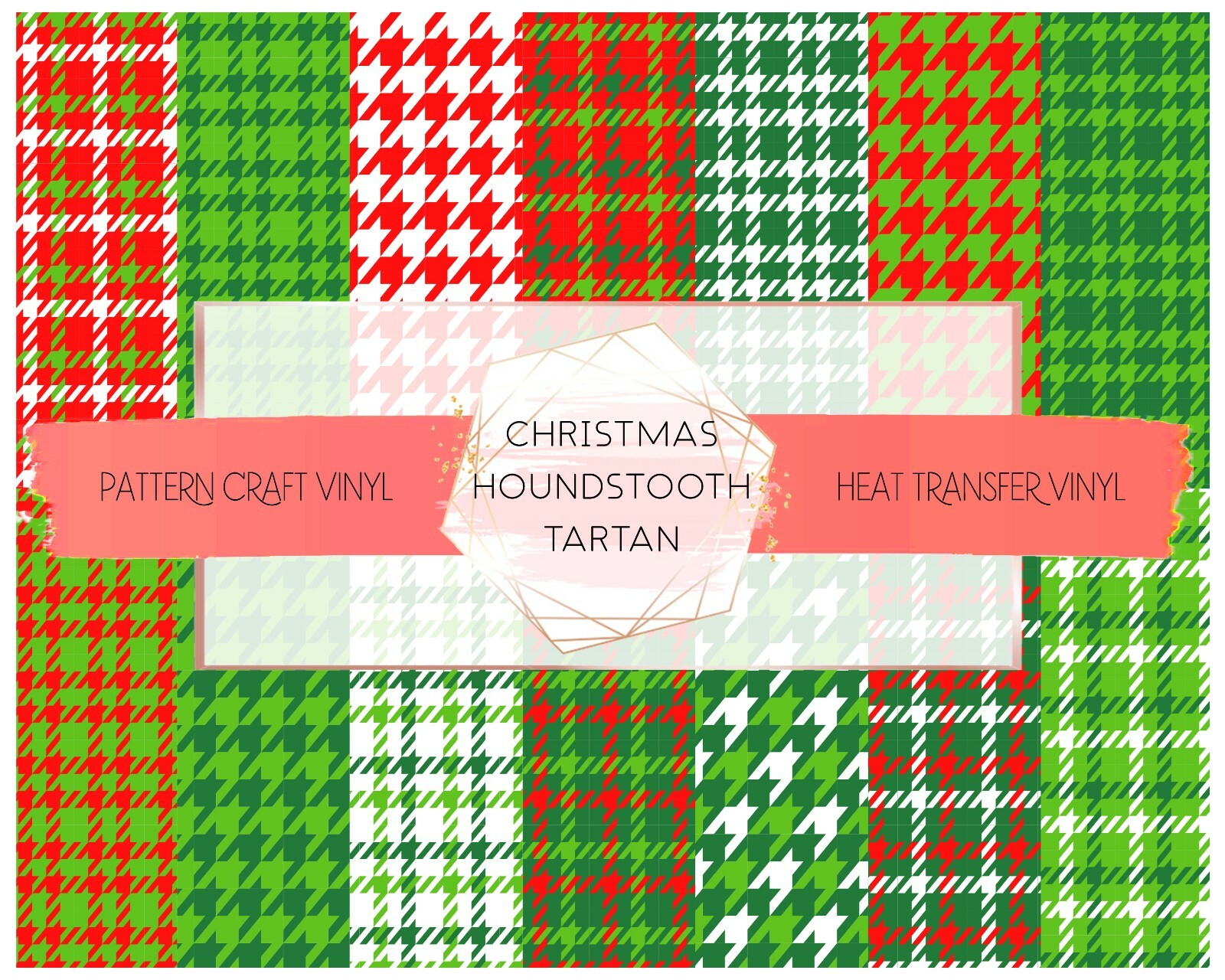 Red Green Houndstooth Plaid Pattern HTV & Adhesive Craft Vinyl – Siser | Oracal