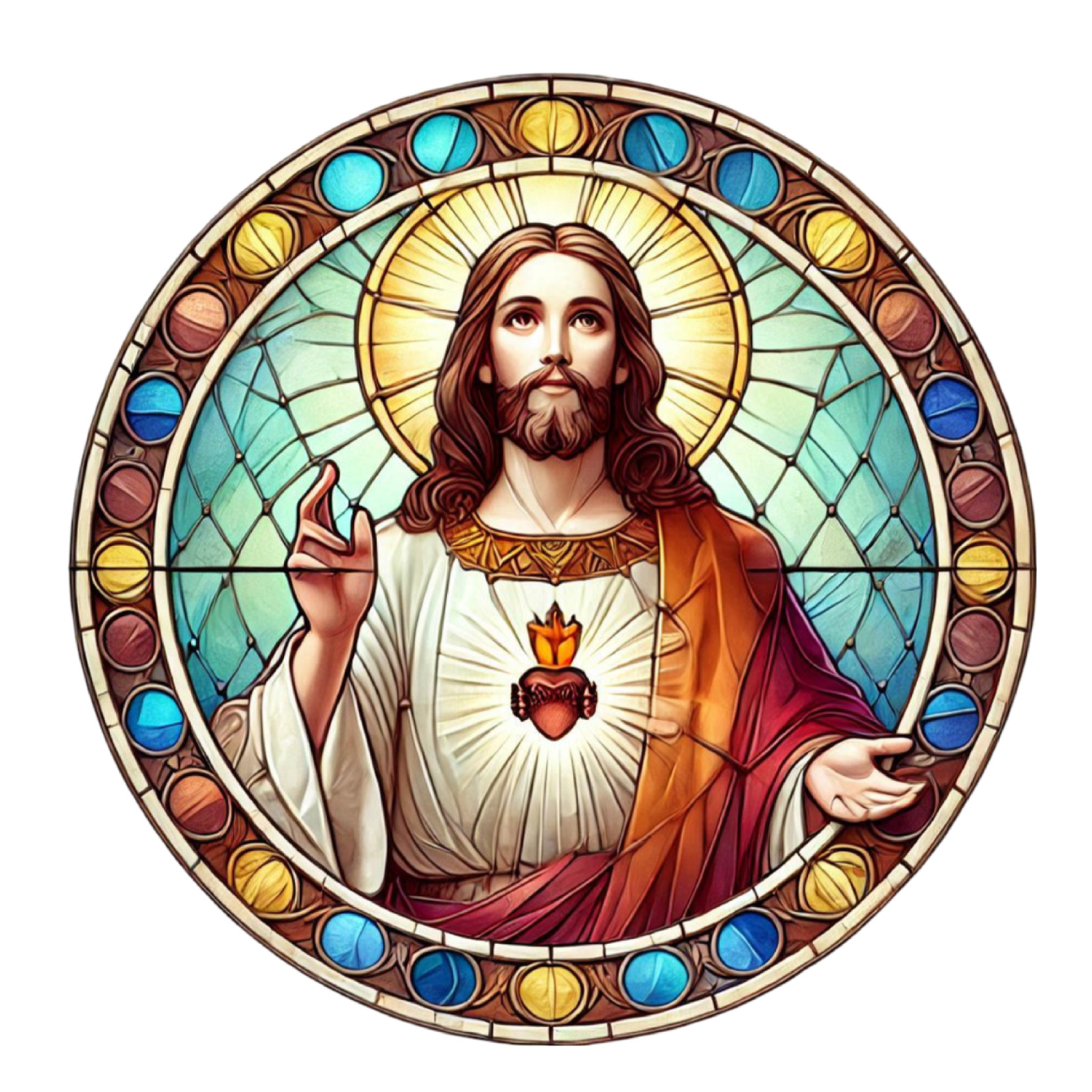 Stained Glass Jesus Wall Decal Sticker 18X18cm Large
