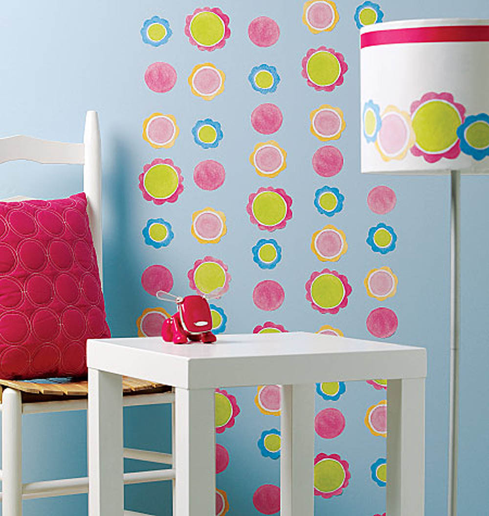 Abstract Polka Dot 25 Dot Round Floral Circle Wallies Wall Sticker Border Decals