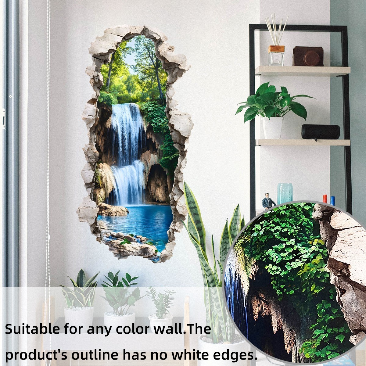 Waterproof Wall Art 3D Waterfall Mural Realistic 3D Effect Fade Resistant Design