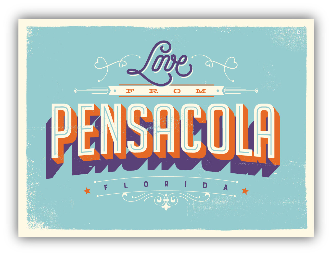 Love From Pensacola Florida USA Vintage Vinyl Sticker Decal