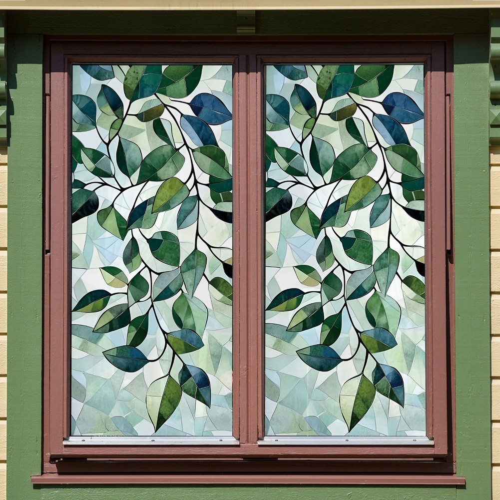 Window Film Elegant Foliage Design PVC Static Cling for Residential Use