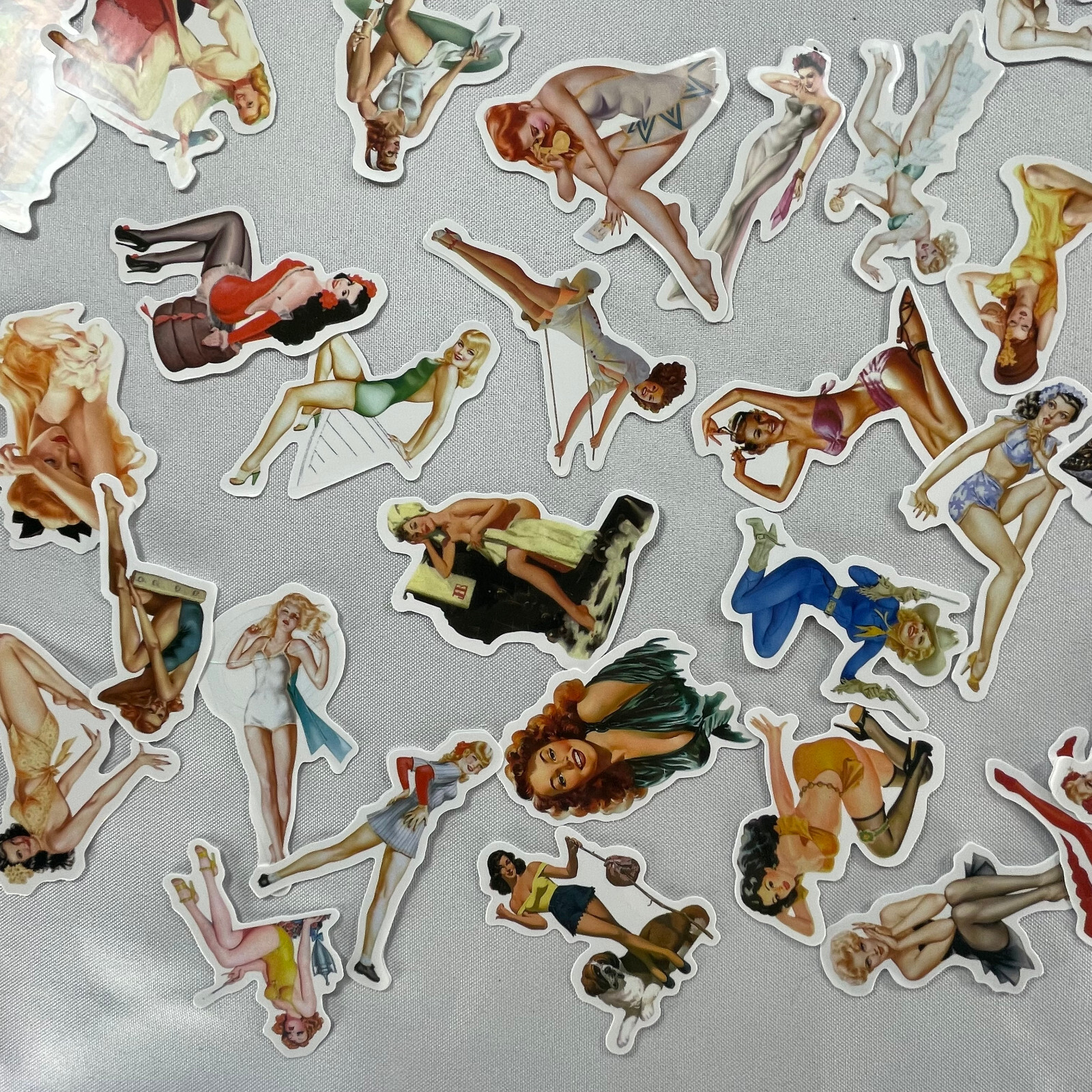 Lot of 66 Different 1" – 3" Vintage Style Female PinUp Stickers hot girls women