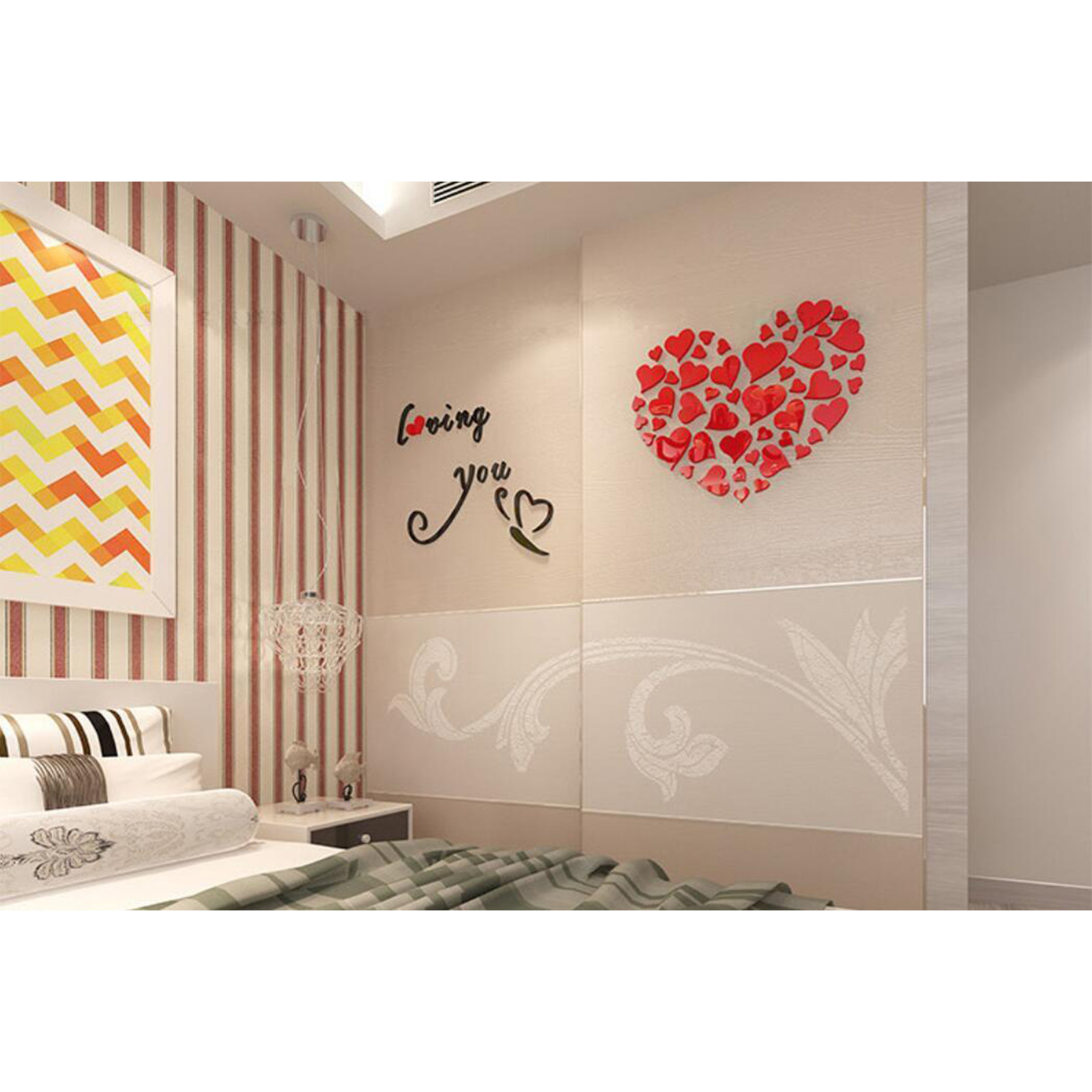 3D Rattan Flower Love Sticker for Wall Doors Living Room Bedroom Decal DIY Decor