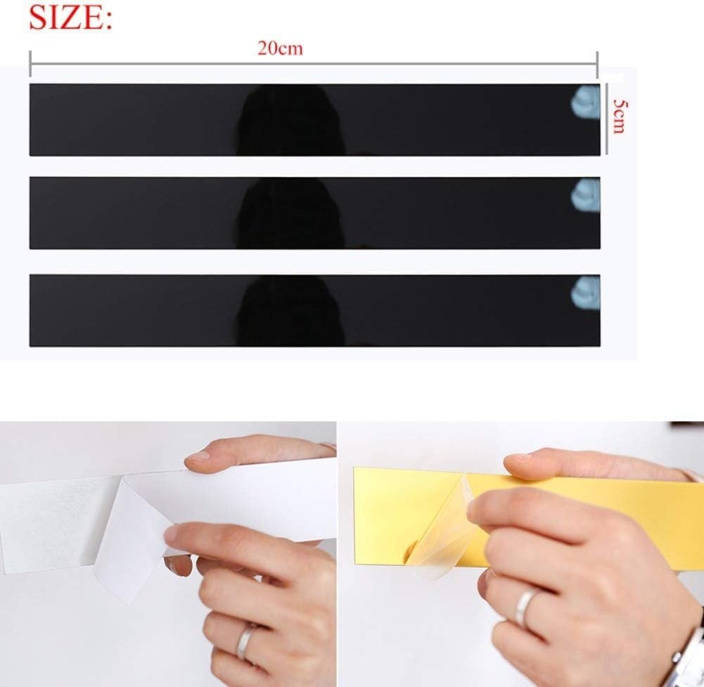 10 Pcs Mirror Wall Stickers Striped Design Mirror Art Tile Decal DIY Self Adh…