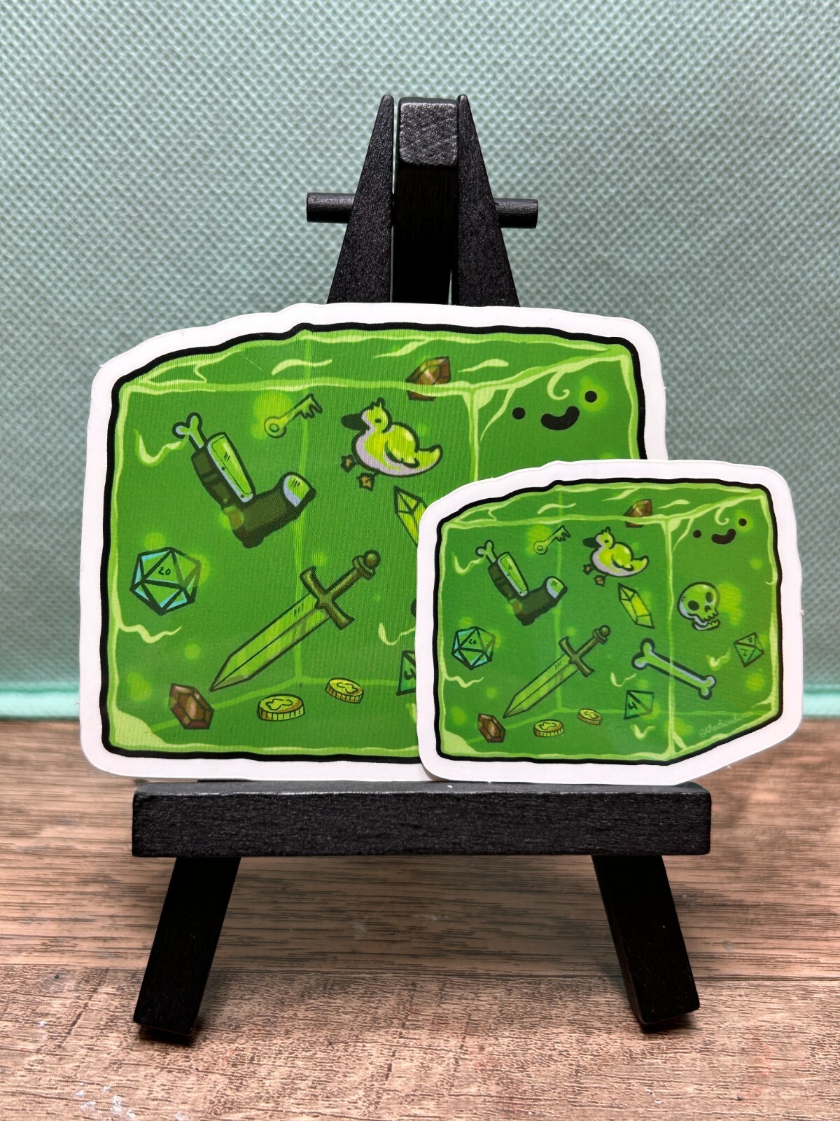 Dice Divas Originals: Humphrey The Jelly Cube, 2" & 3" Sticker – Gelatinous Cube