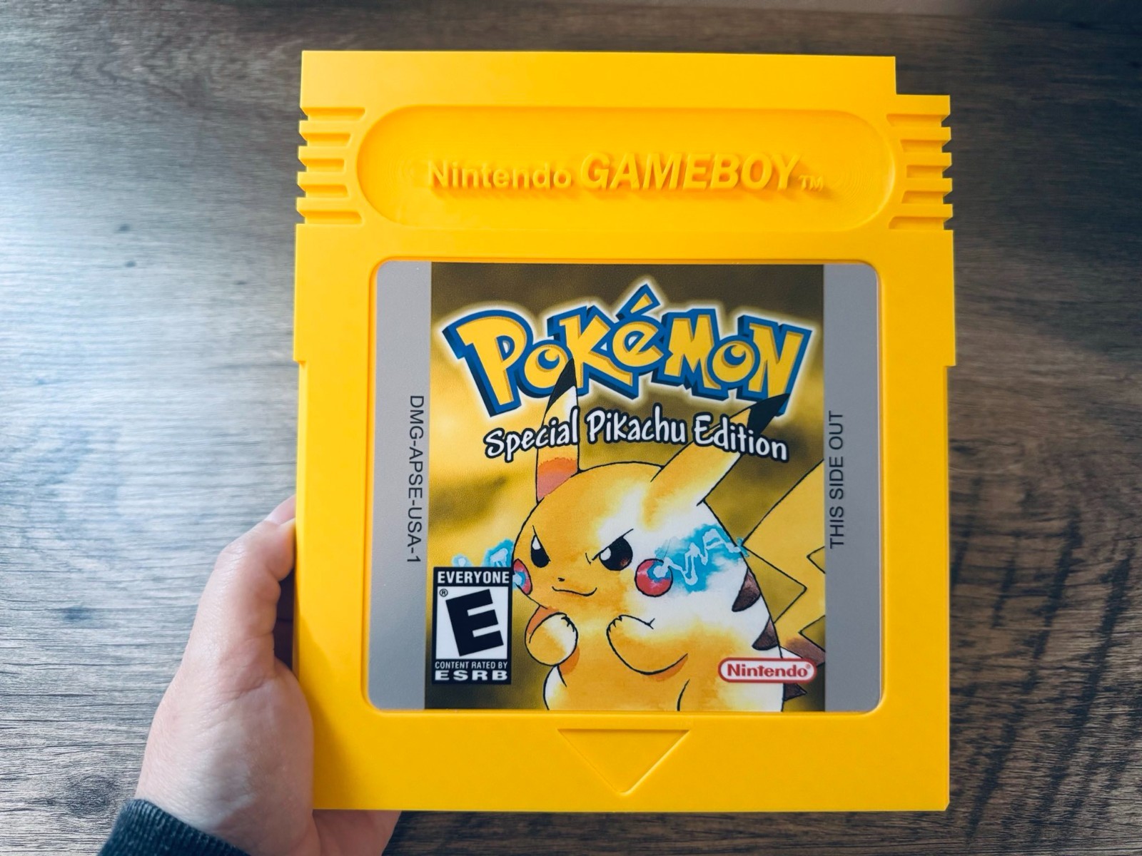 Oversized Pokemon Yellow Game Boy Cartridge Replica 3D Printed Pikachu Display
