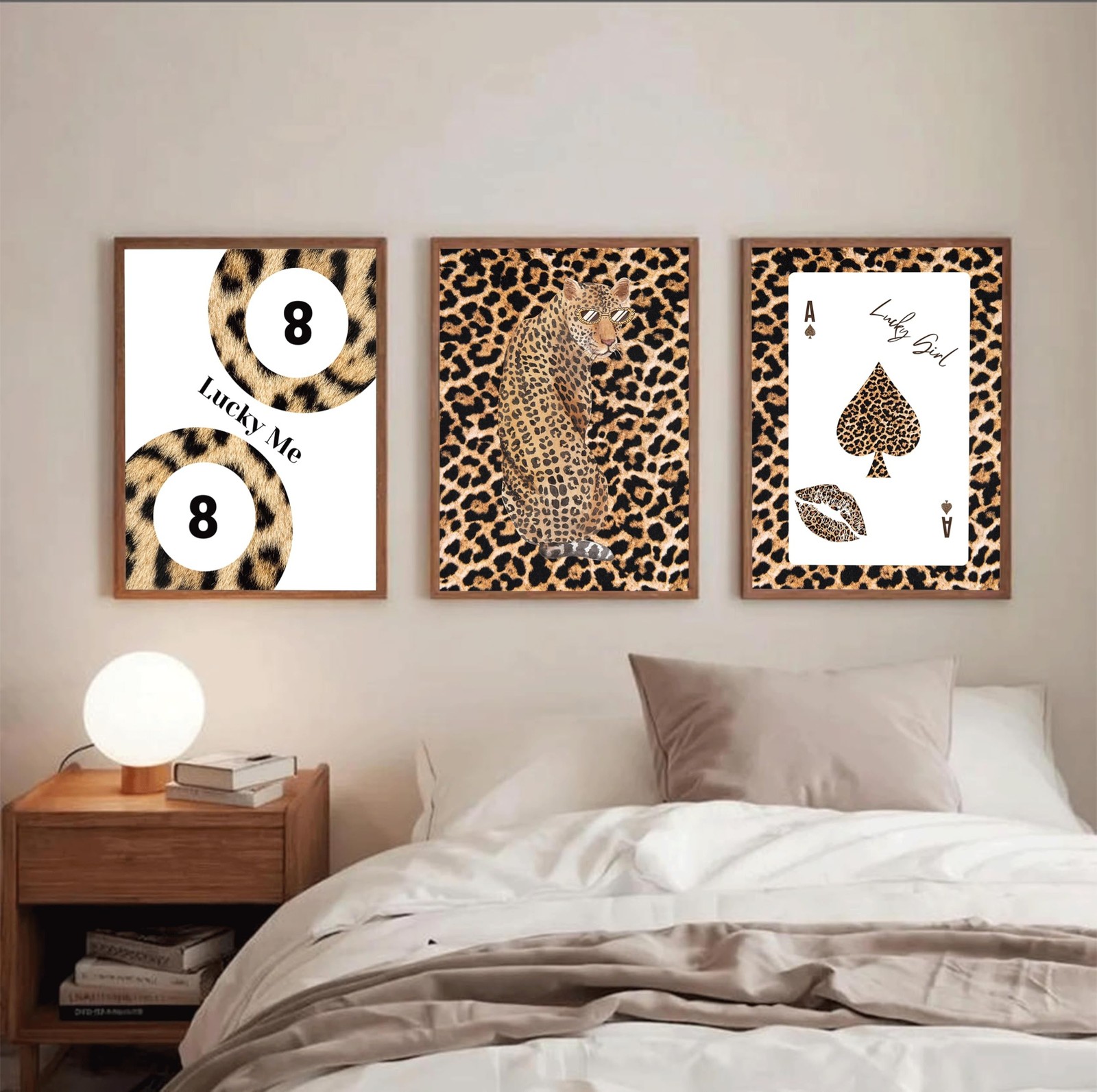 IEMIHZUM 6Pcs Trendy Leopard Wall Art Trendy Lucky 8 Ball Painting Picture Wa…