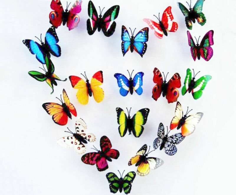Lot Multi-color 3D Artificial Butterflies – Home Party Wedding Favor Decorations