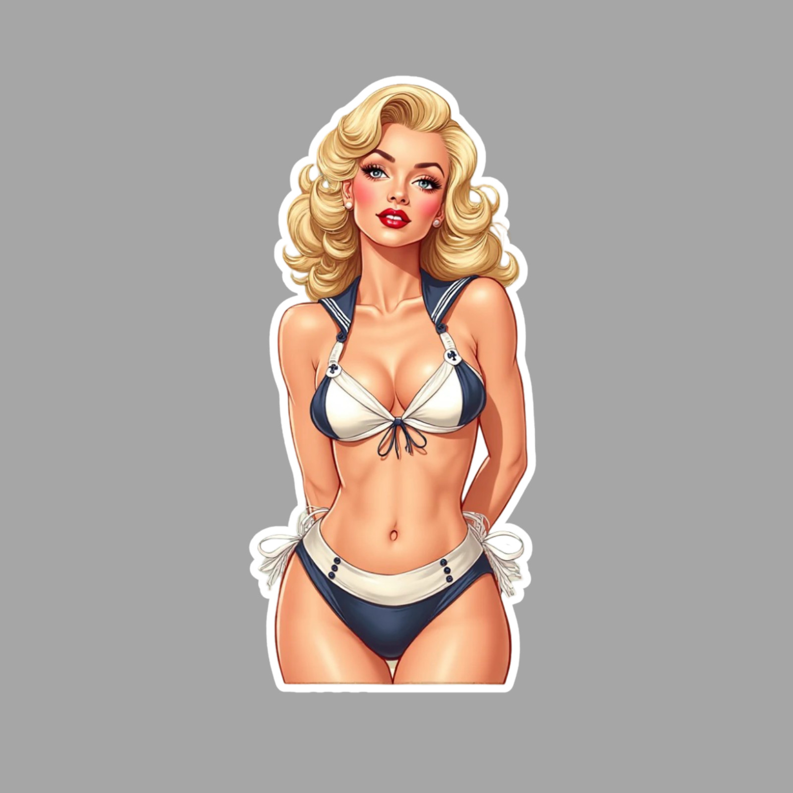 Pinup girl sticker vinyl decal sailor model bikini busty vintage retro