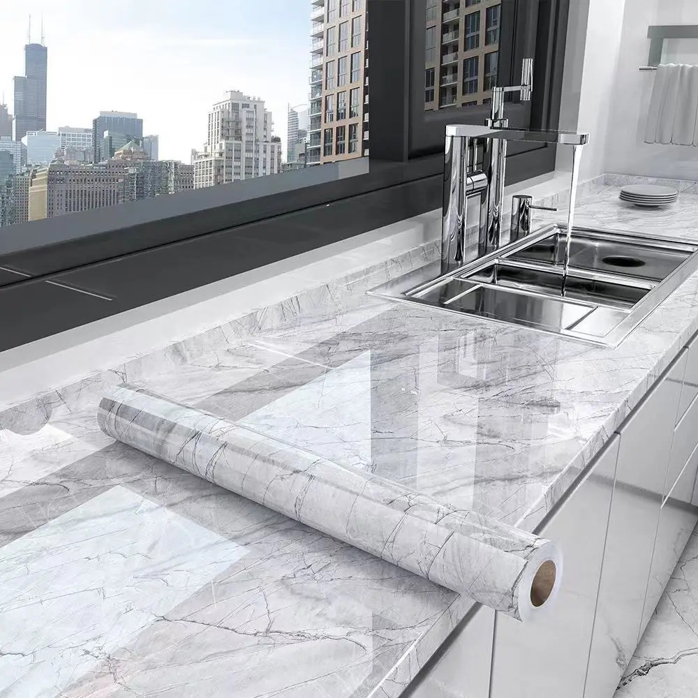 40cm kitchen waterproof and oil resistant PVC self-adhesive marble wall sticker