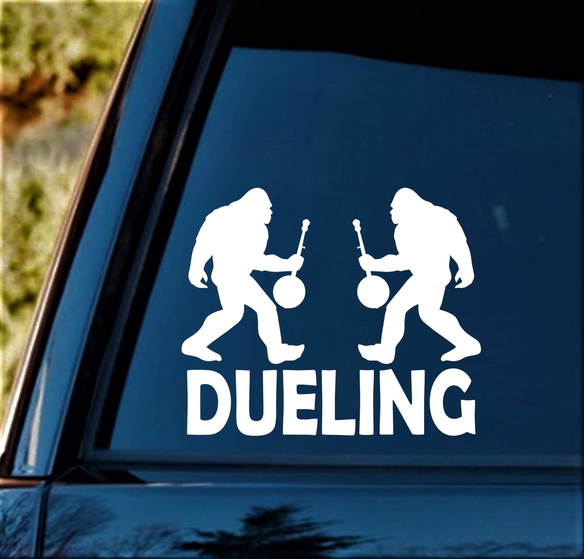 Dueling Bigfoot with Banjo Bluegrass Decal Sticker for Car Window 6.0 Inch BG253