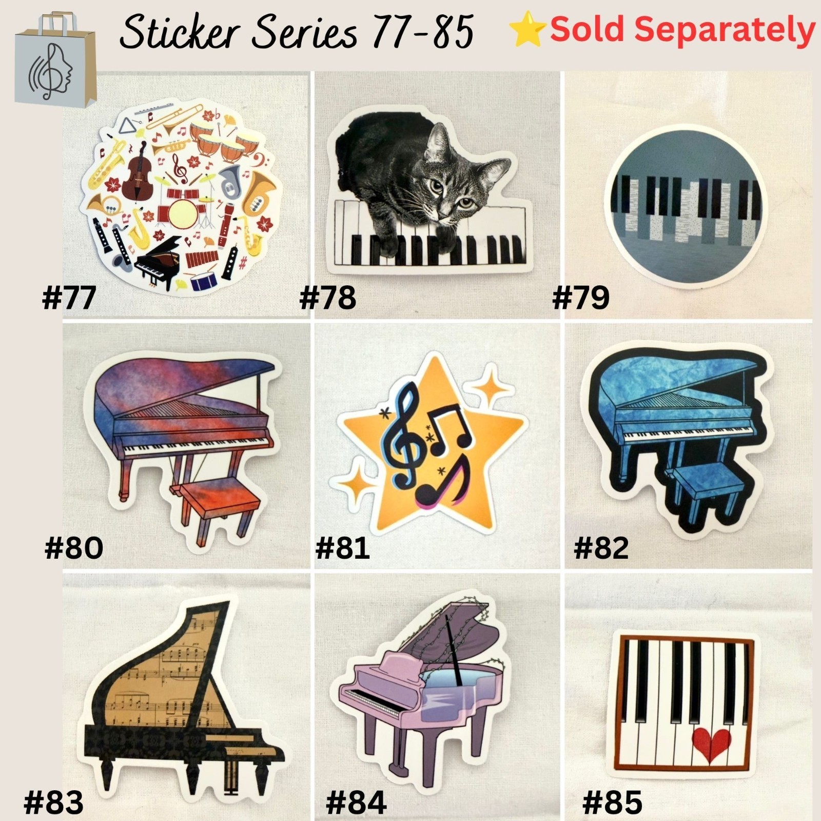 Lavender Grand Piano Vinyl Sticker 2in Soft Pink No84