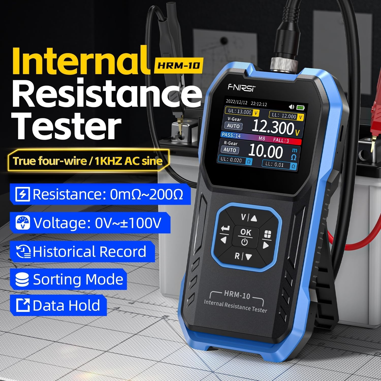 HRM-10 Voltage Internal Resistance Battery Tester，Battery Voltage Mete…