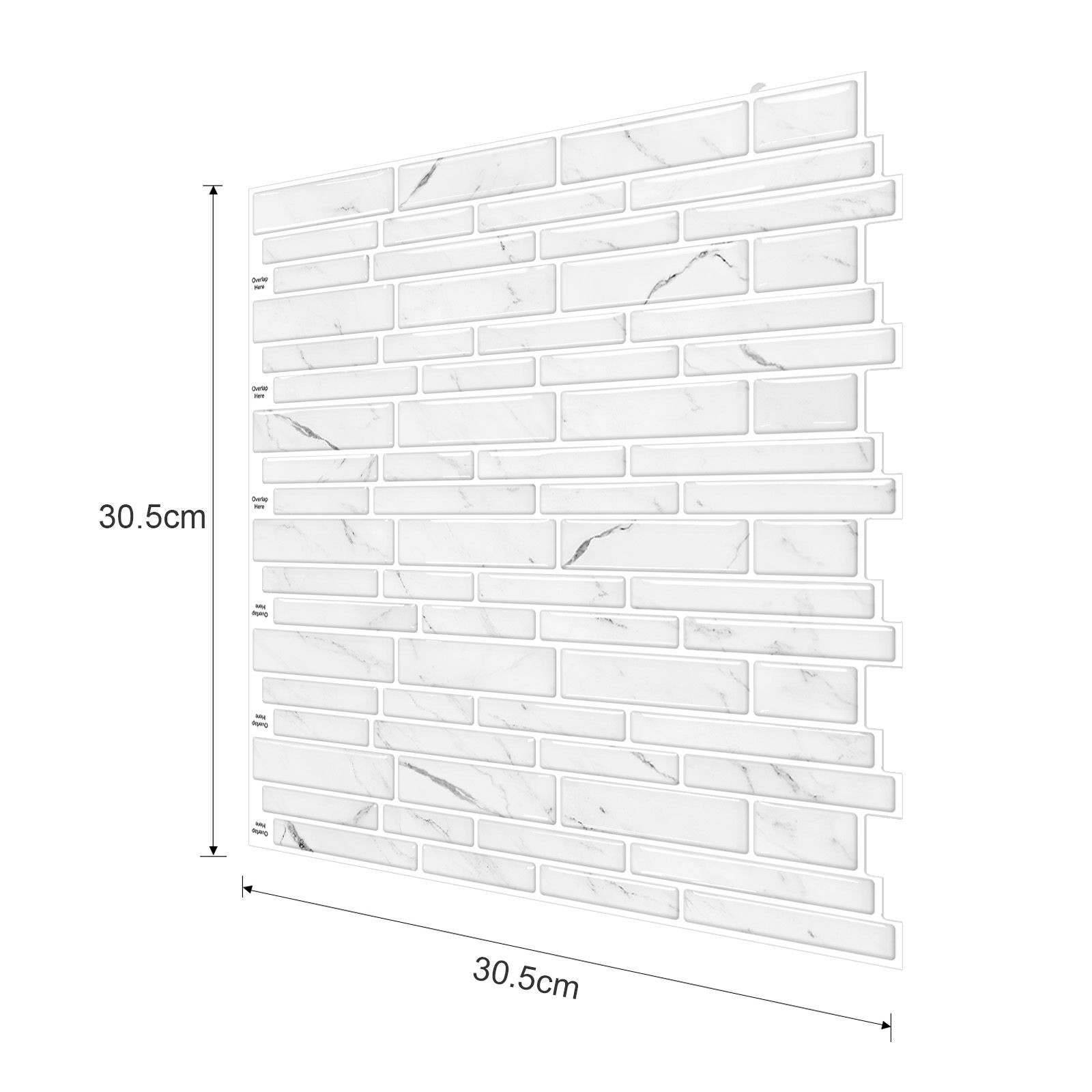 3D Marble Tile Stickers 12×12" 10-Pack, Self-Adhesive, Kitchen Bathroom Decor