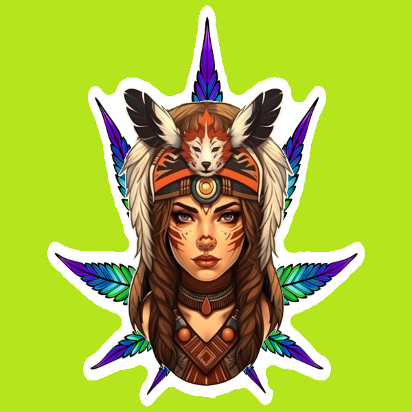 Indigenous Stoner Weed Smoker Vinyl Sticker Weatherproof Car Bumper Tribal Art