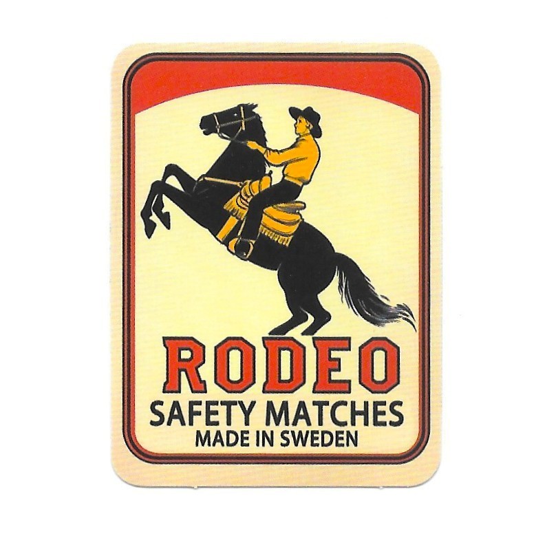 Vintage Rodeo Safety Matches Made in Sweden Vinyl Sticker Retro Cowboy Decal