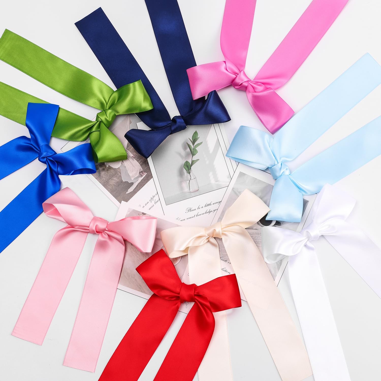 2-Pack Long Satin Ribbon Hair Bows for Girls – Elegant Silk Hair Clips for