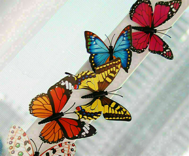 Multicolor Artificial Butterflies + Magnet Home Decorations 12 24 36 Accessories