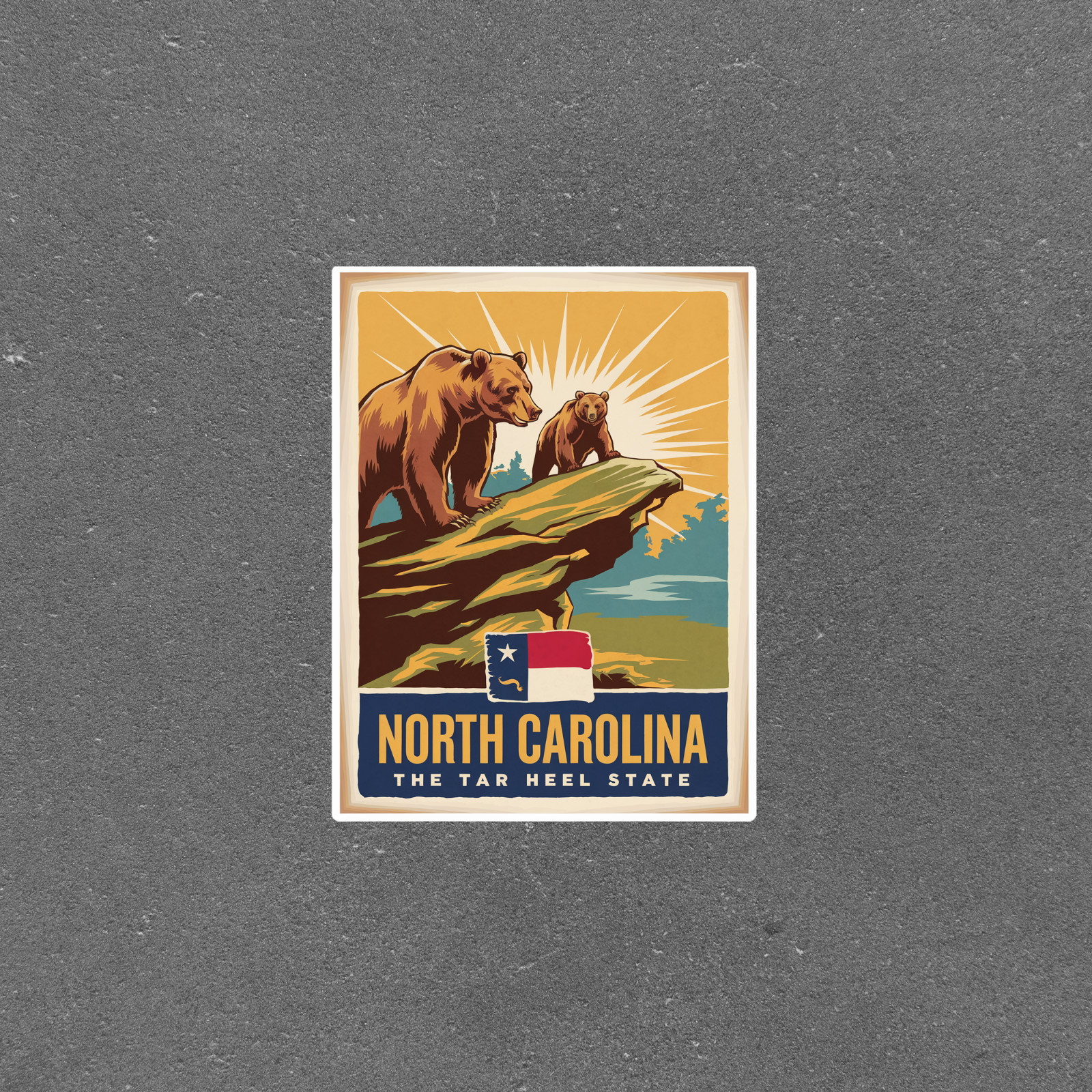 Vintage North Carolina Travel sticker – Bears & Outdoor Nature Decor #3413