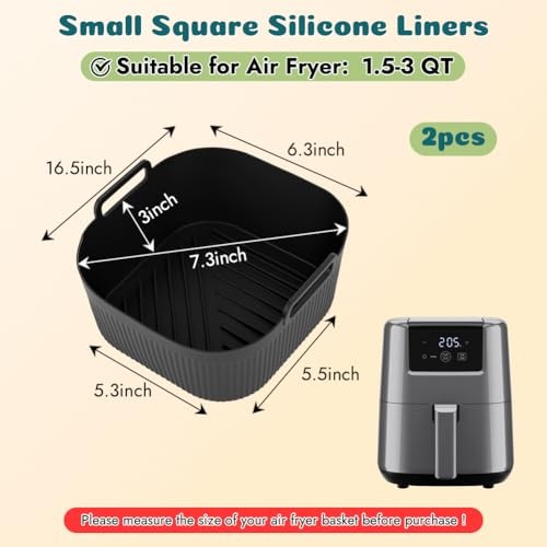 BYKITCHEN Small Silicone Air Fryer Liners 5.5in Reusable for 1.5-3 QT Air Fryers