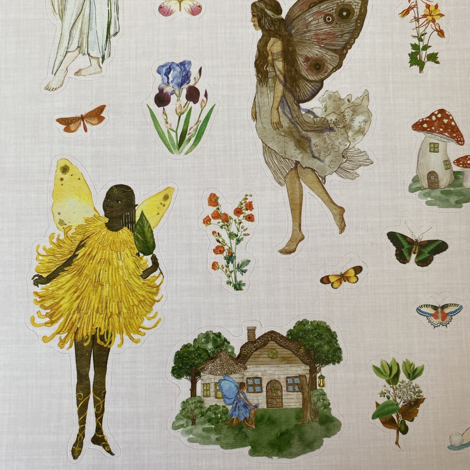 Multicultural Adult Fairies House Flowers Butterflies Stickers Mushrooms New Fun