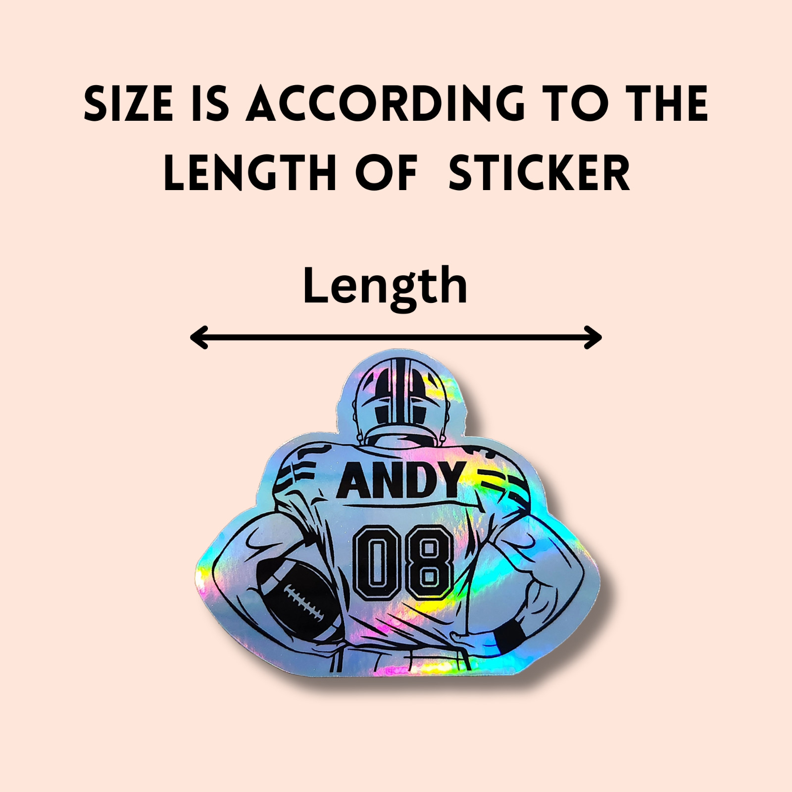 Personalized Holographic Football Player Sticker with Name & Team Number
