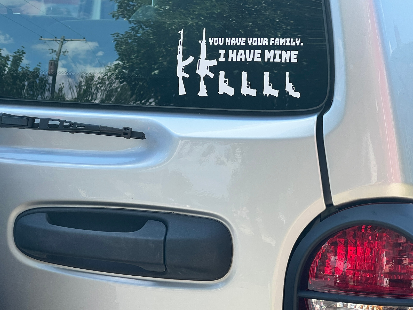 STICK FIGURE GUN FAMILY -WHITE- Vinyl Decal Indoor & Outdoor Sticker Choose Size