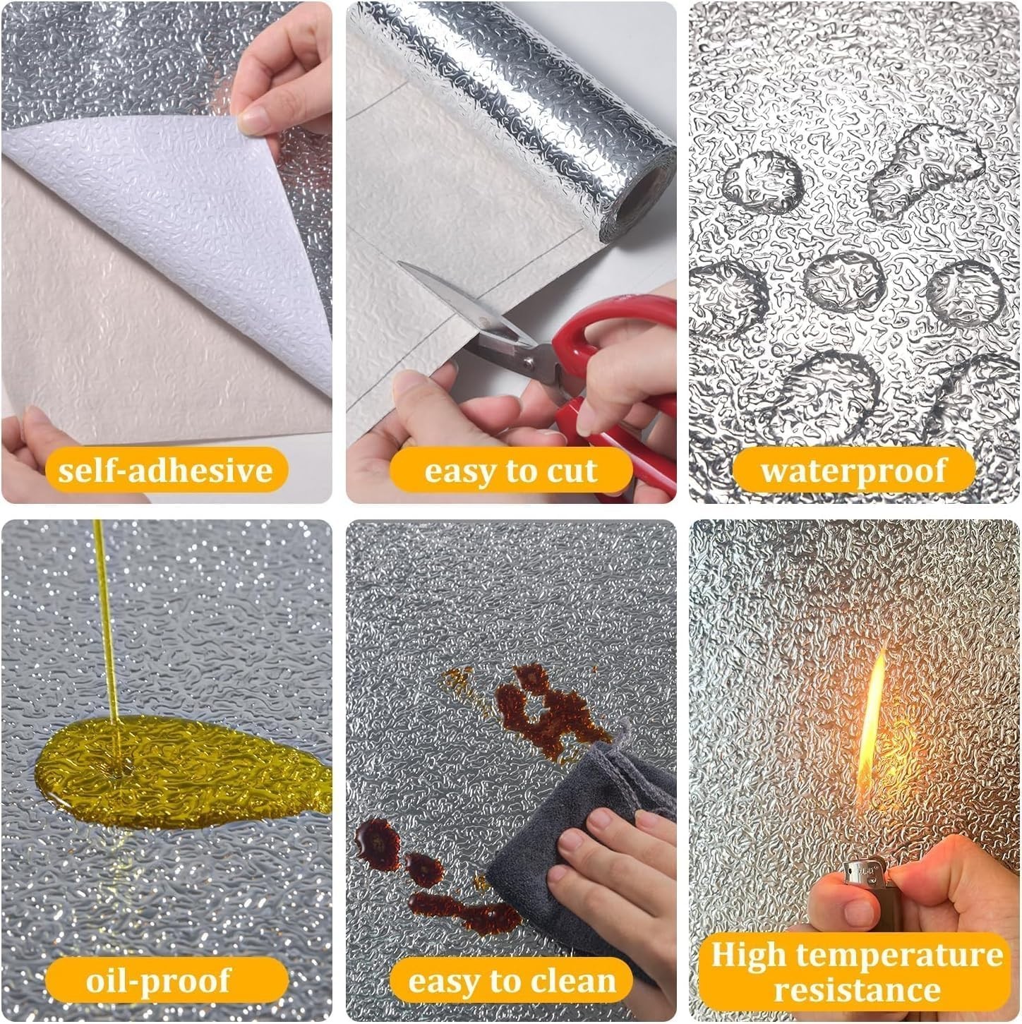 Papel adhesivo aluminio cocina protector contra aceite y agua 15.7×118/15.7×394