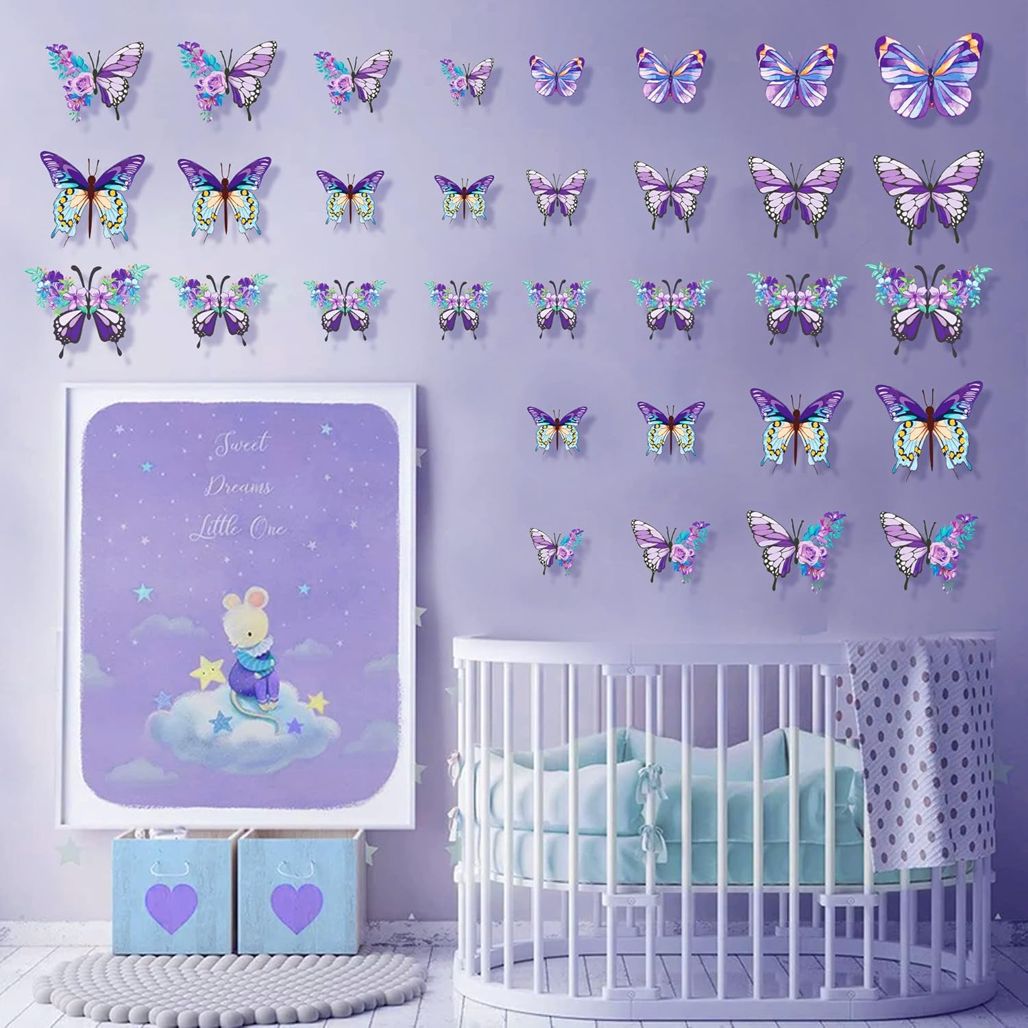 pinkblume Floral Purple Butterfly Decorations Stickers Flower