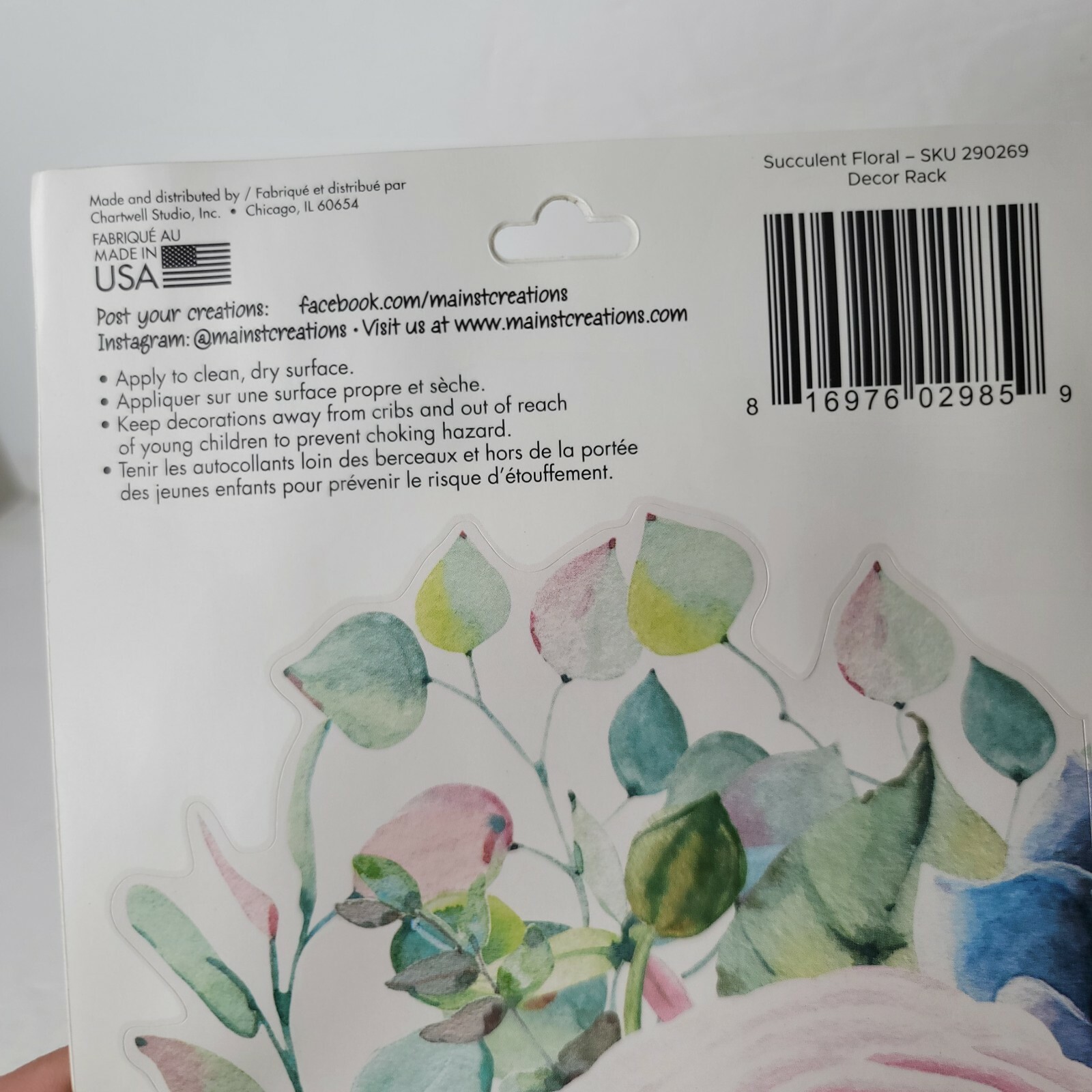 2 PKG NEW Succulent Floral Cactus Plants Peel & Stick Wall Decals 290269