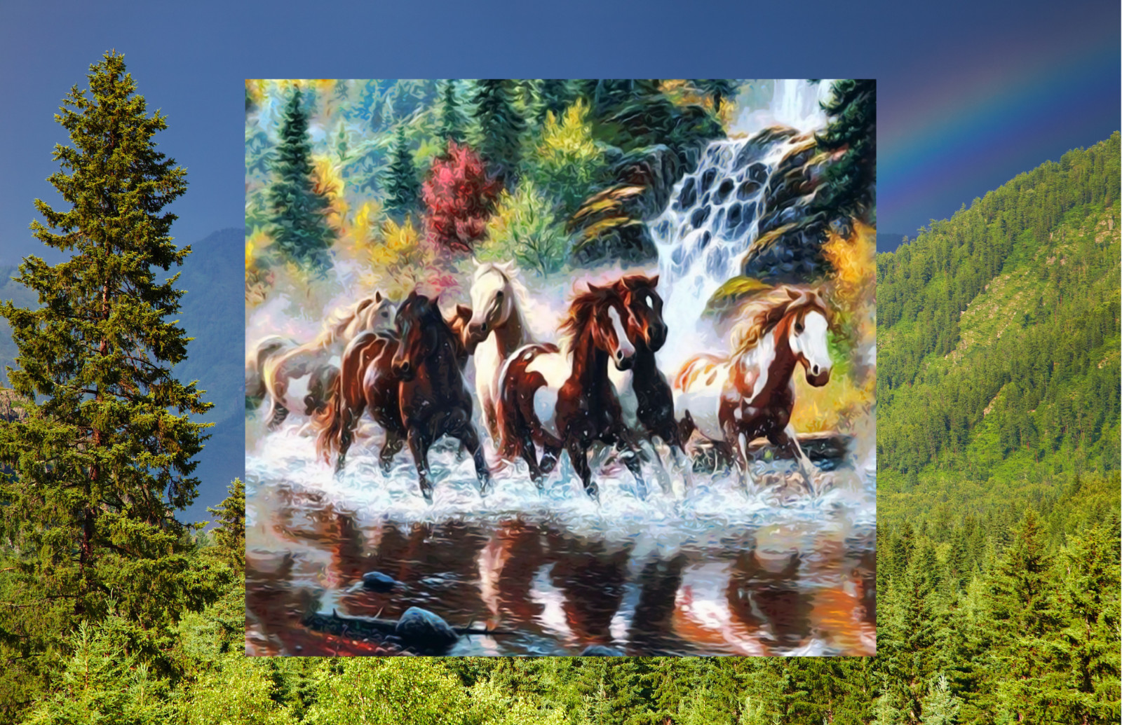 Wild Horses River Run WINDOW CLING Size 9.1" Repositionable Vinyl