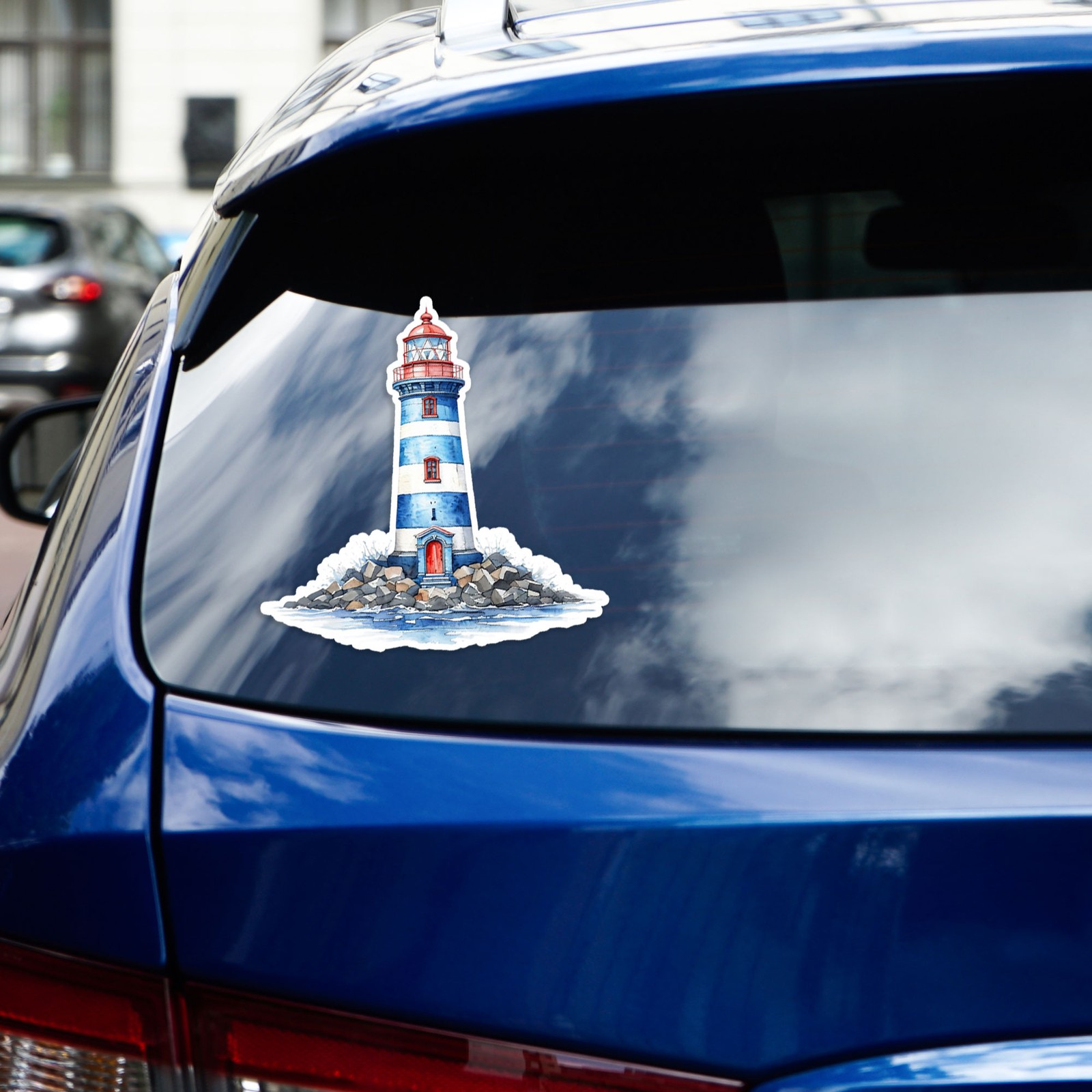 Blue White Lighthouse – Vinyl Decal Sticker – Car Window Laptop – #1672