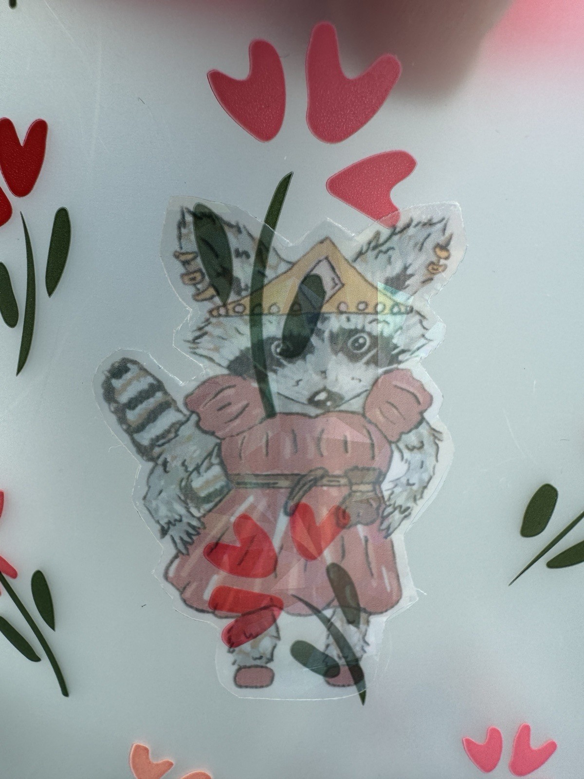 Sticker Renn Faire Raccoon Transparent Holographic Original Art AnnieMakesArt