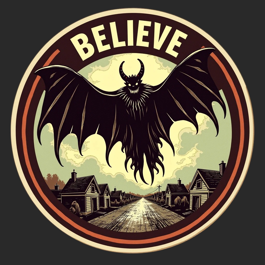 Mothman sticker vinyl decal comic book style supernatural cryptid legend