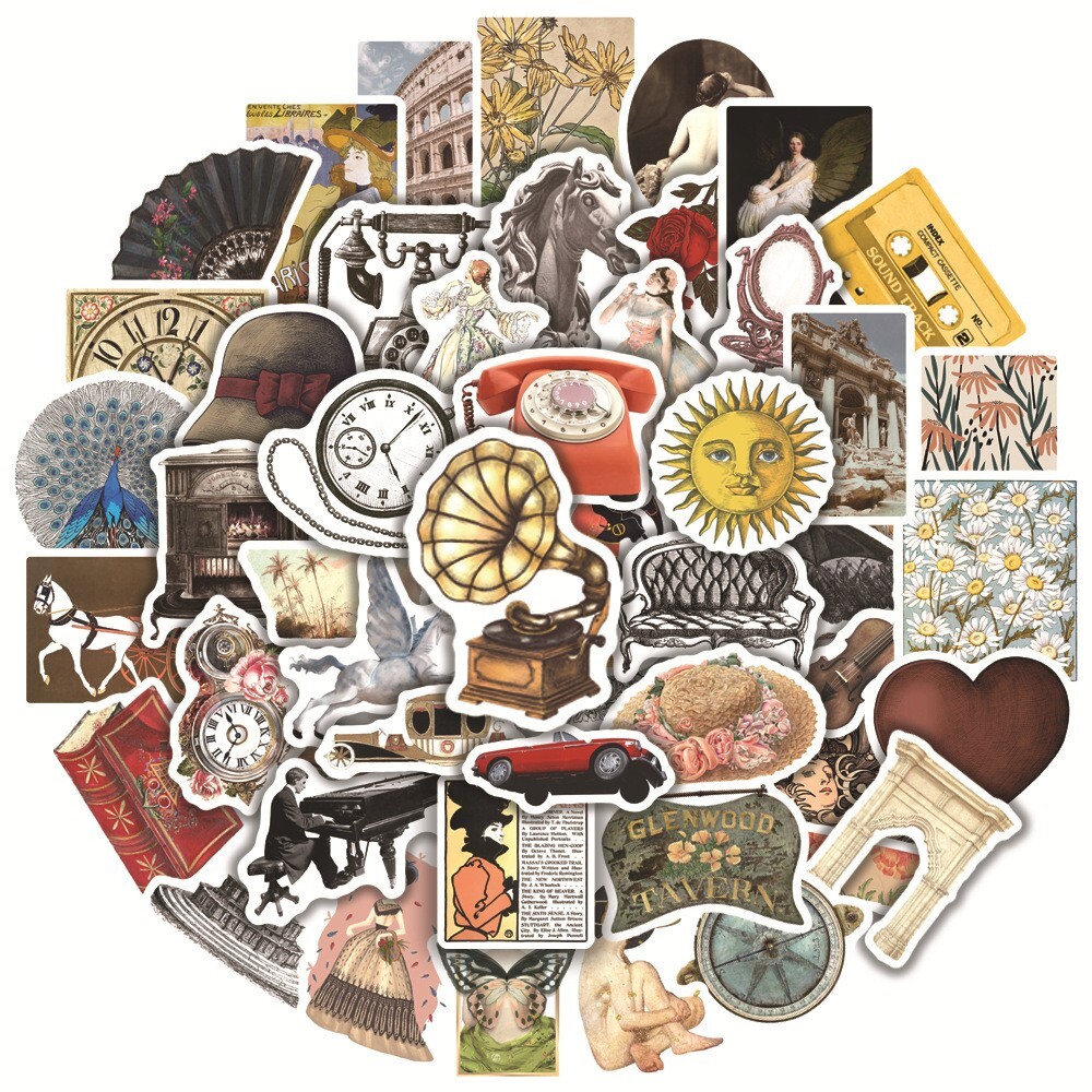 200pcs Retro Cottagecore Vintage STICKER PACK，#70110115