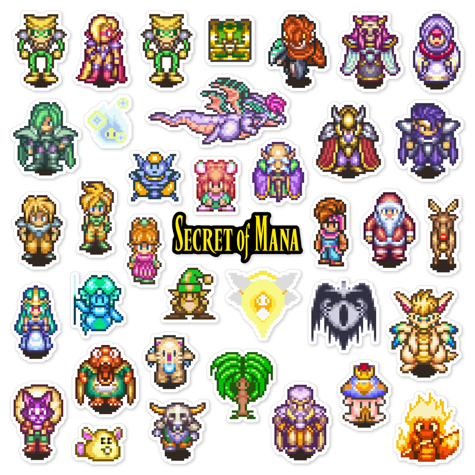 Secret of Mana Stickers Super Nintendo SNES Pixel Art 37 Sticker Pack