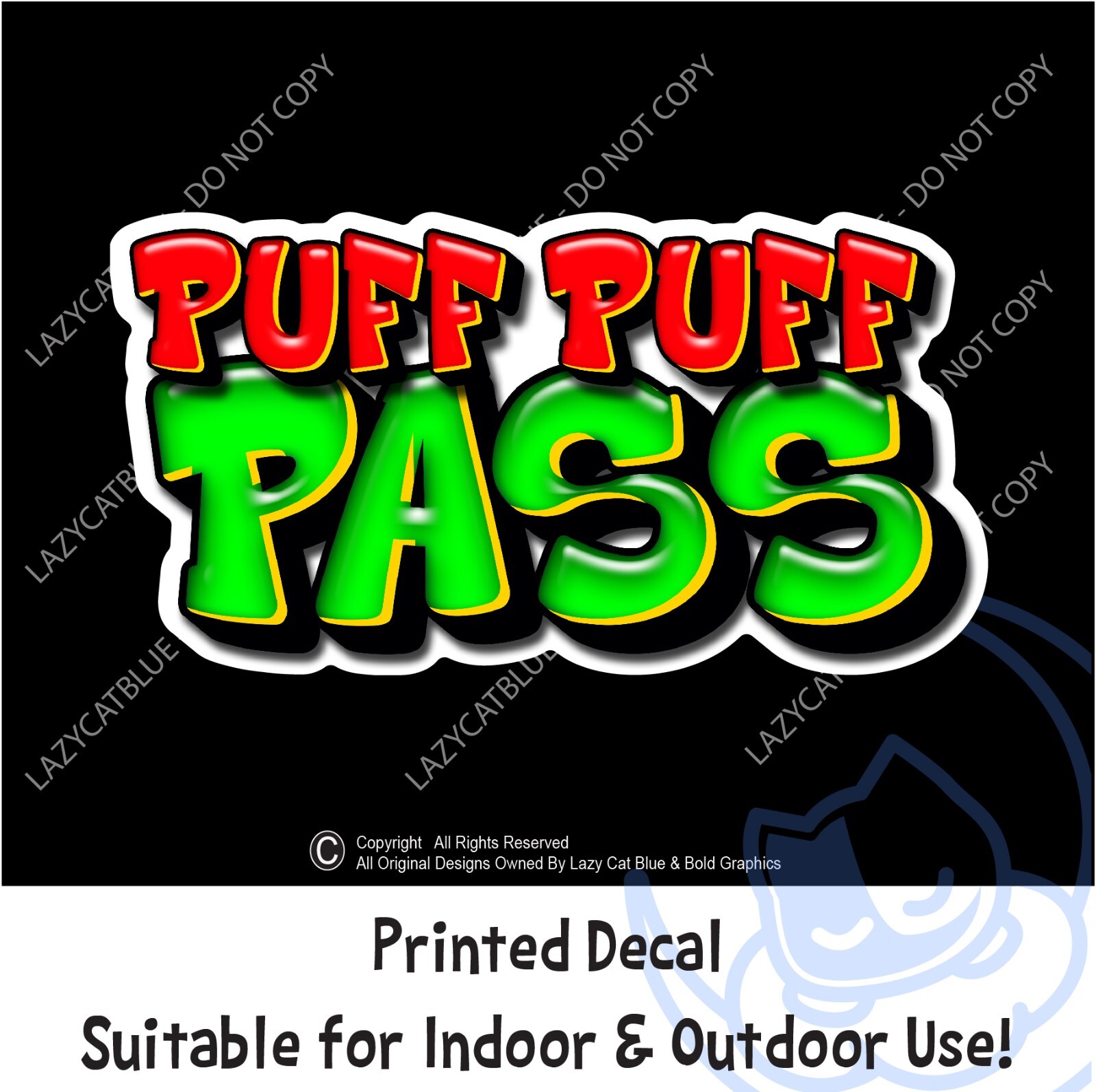 Puff Puff Pass Decal Sticker Stoner Gift 420 Weed Pot Leaf Smoke Room Cannabis