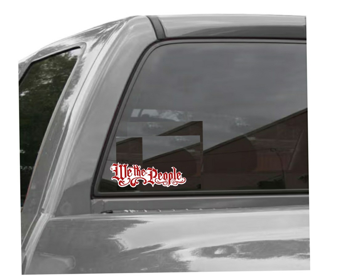 We the People American Pride – Vinyl Decal Sticker Gothic Text Red/ White