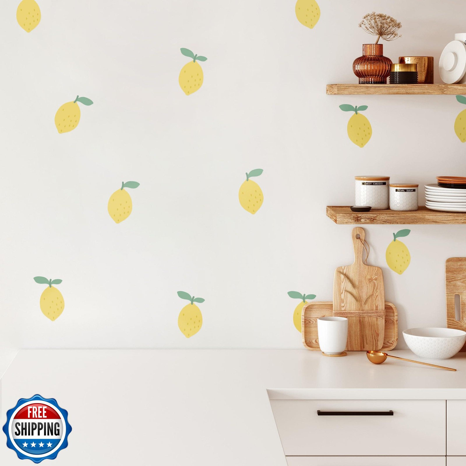 Teddylabels – Lemon Wall Decals – Easy-to-Apply and Removable Wall Stickers: