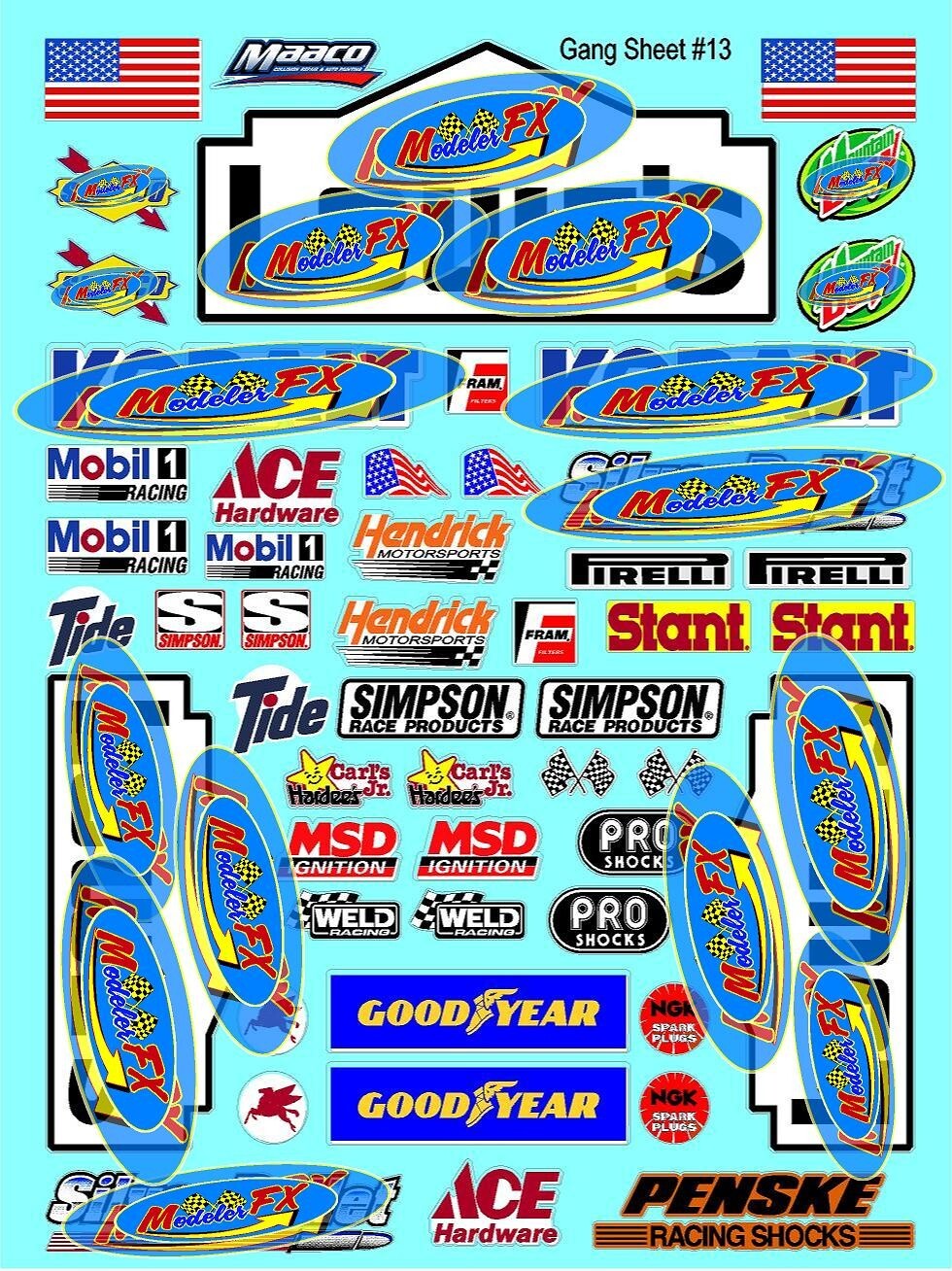WHITE Vinyl Sticker Sheet 13-R/C MODEL Decal fits 1/10-1/16 ScaledEWALTRACING