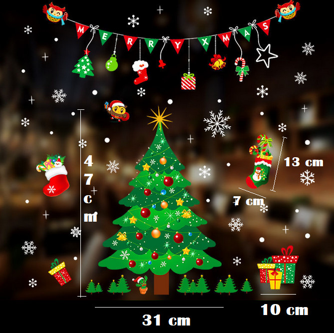 3x Removable Christmas Window Clings Decals Snowflake Santa Claus Showcase Decor