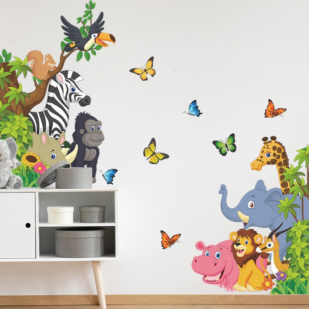 Vinyl Decal Wall Sticker Jungle Animals Living Room PVC Playroom Removable Room