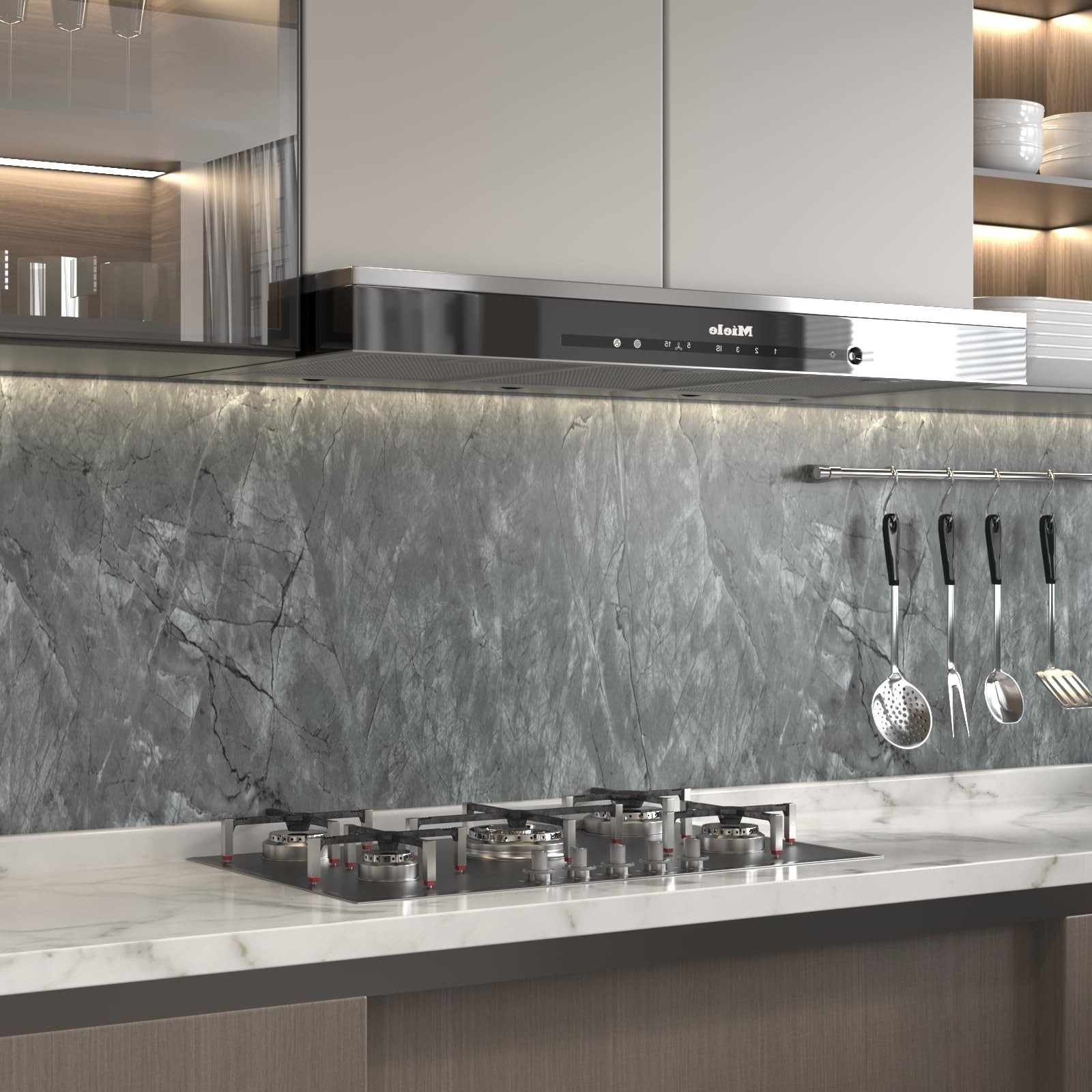 Gray Marble Contact Paper for Countertops Cabinets 16x354inch Glossy Marble P…