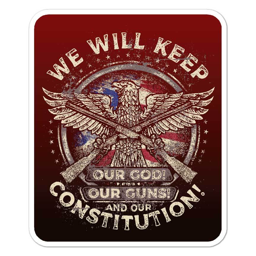 God Guns Constitution, Vinyl Decal Sticker, Indoor Outdoor, 3 Sizes, #7634