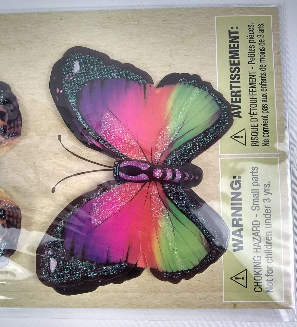 Butterflies Pop-Up Stickers Crafter's Square 4 pc Colorful 3D Butterfly Glitter