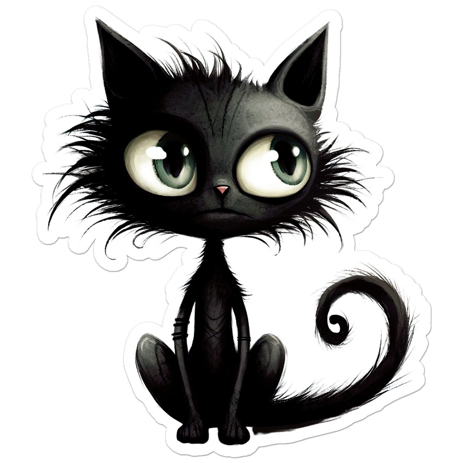 Big Eyes Black Cat – Vinyl Decal Sticker – Car Window Laptop – ebn11012